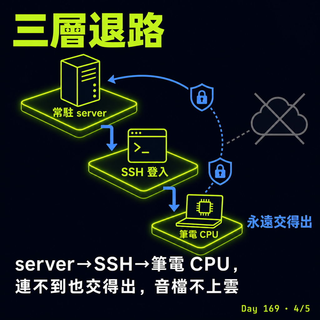 Day 169 MacBook Air 跑不動的活，我丟給家裡那台 MBP 代勞 — 投影片 4