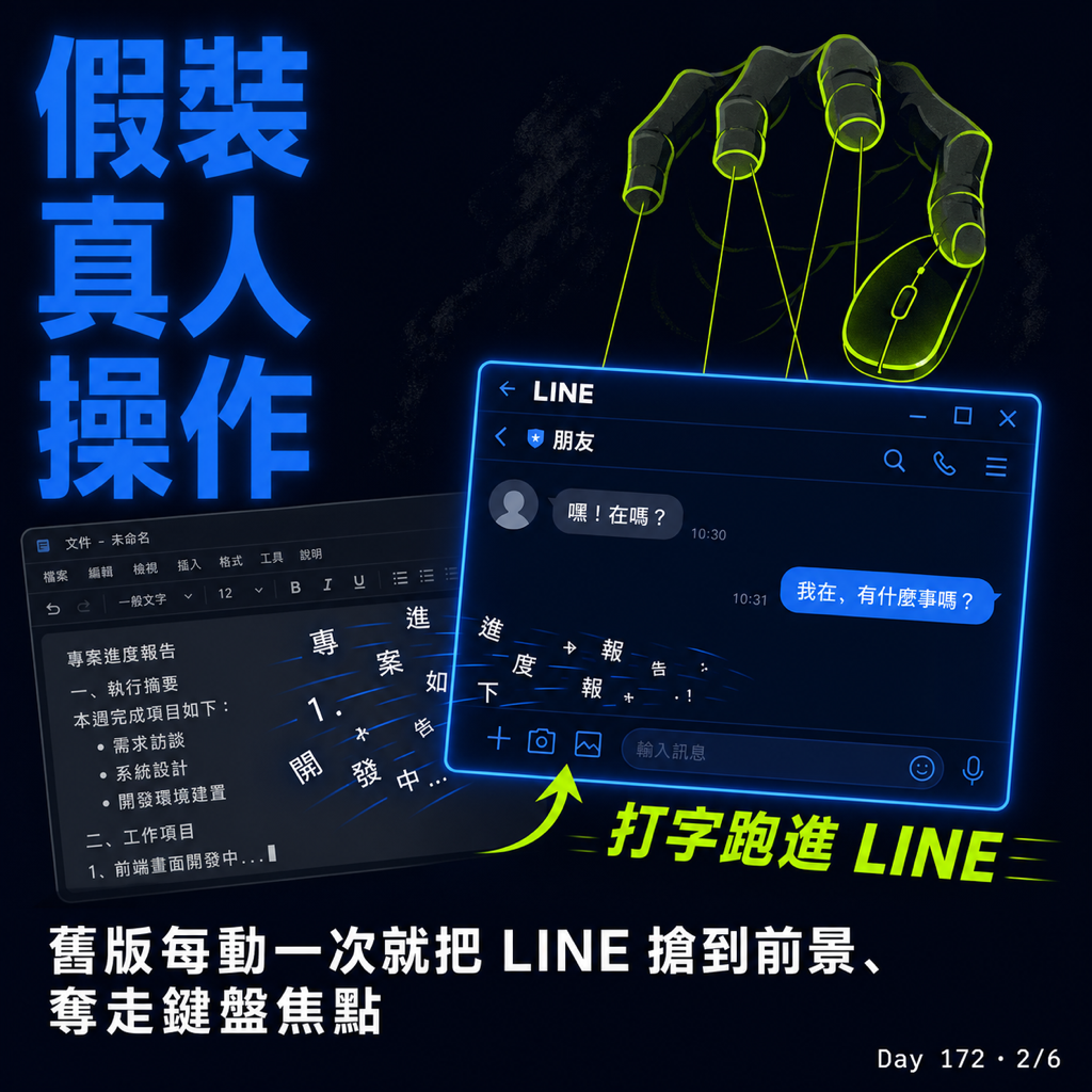 Day 172 AI 幫我用 LINE 可以,霸佔我的電腦不行 — 投影片 2