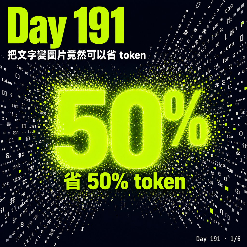 Day 191 把文字變圖片竟然可以省 token — 投影片 1
