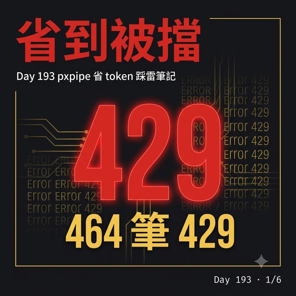 Day 193 pxpipe 省 token 踩雷筆記 — 投影片 1