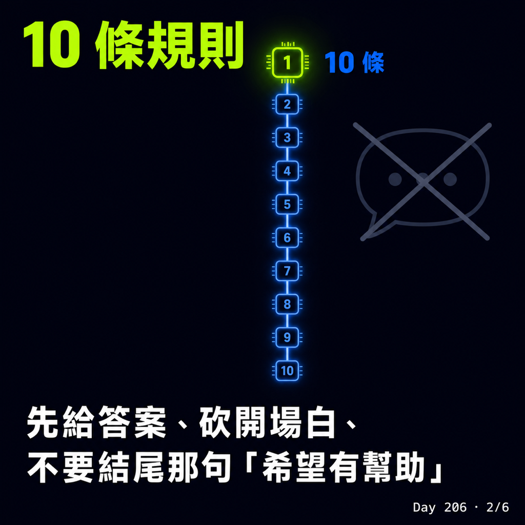 Day 206 一個逼 AI 講重點的 skill — 投影片 2