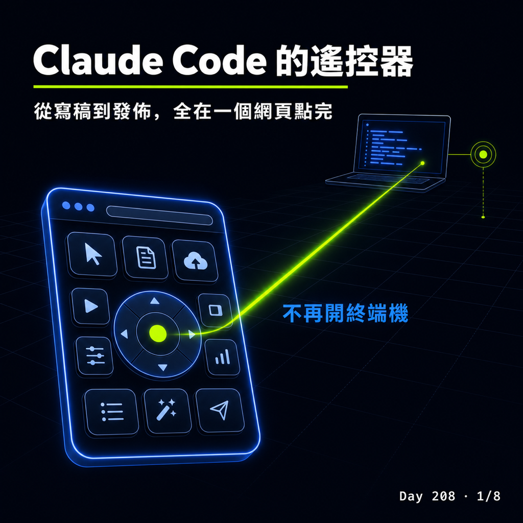 Day 208 瀏覽器當 Claude Code 的遙控器 — 投影片 1