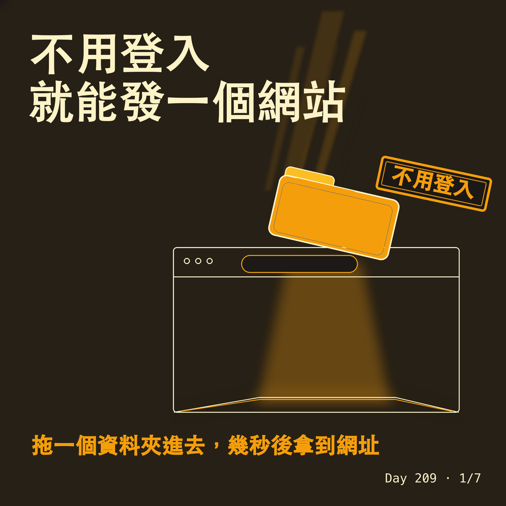 Day 209 不用登入就能發一個網站 — 投影片 1