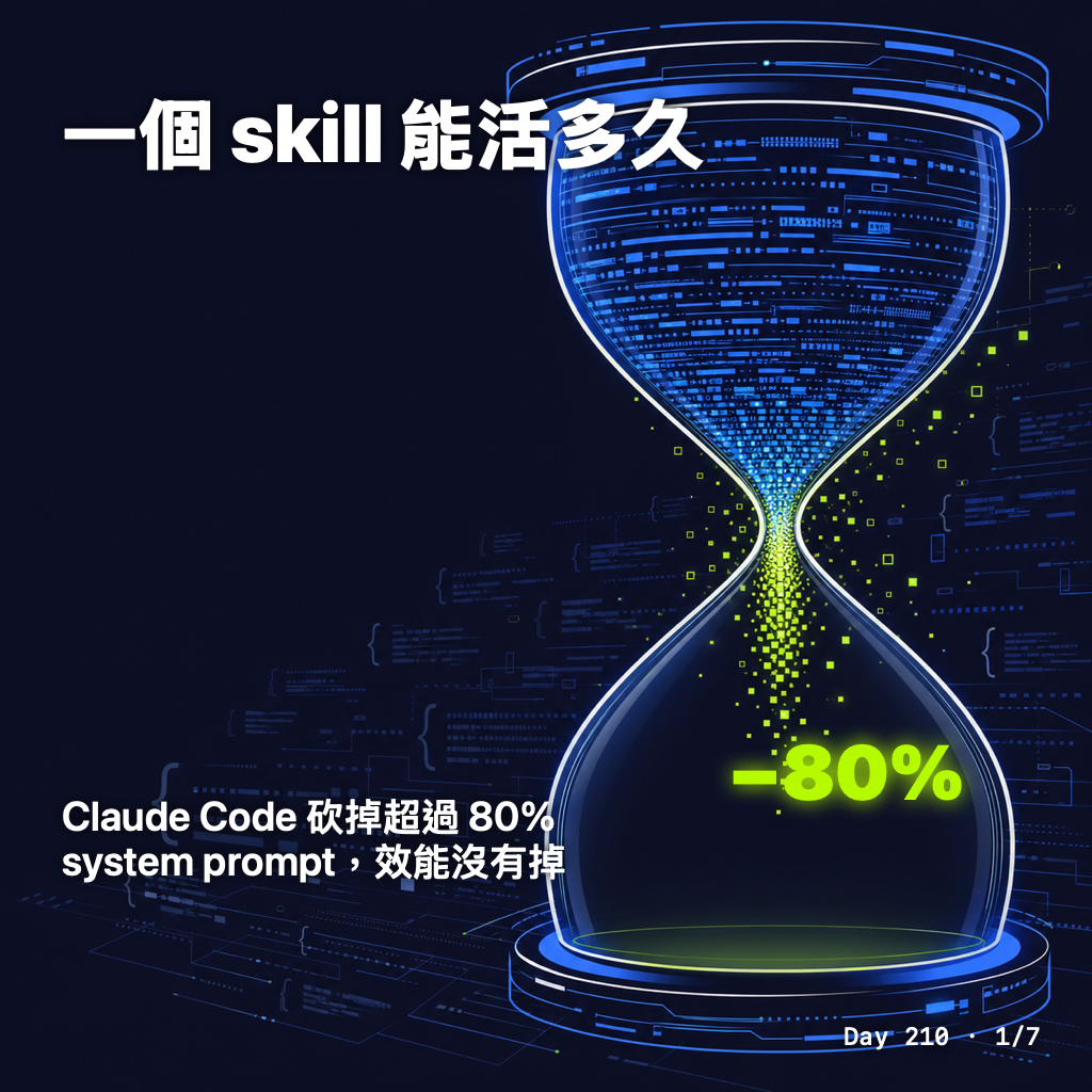 Day 210 一個 skill 能活多久 — 投影片 1