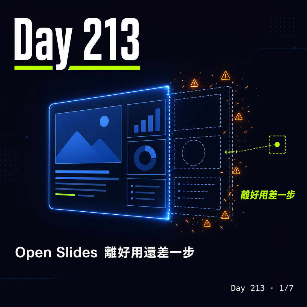 Day 213 Open Slides 離好用還差一步 — 投影片 1