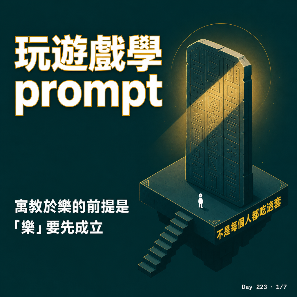 Day 223 玩遊戲學 prompt,寓教於樂,但不是每個人都吃這套 — 投影片 1
