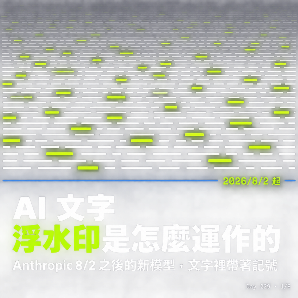 Day 229 AI 文字浮水印是怎麼運作的 — 投影片 1