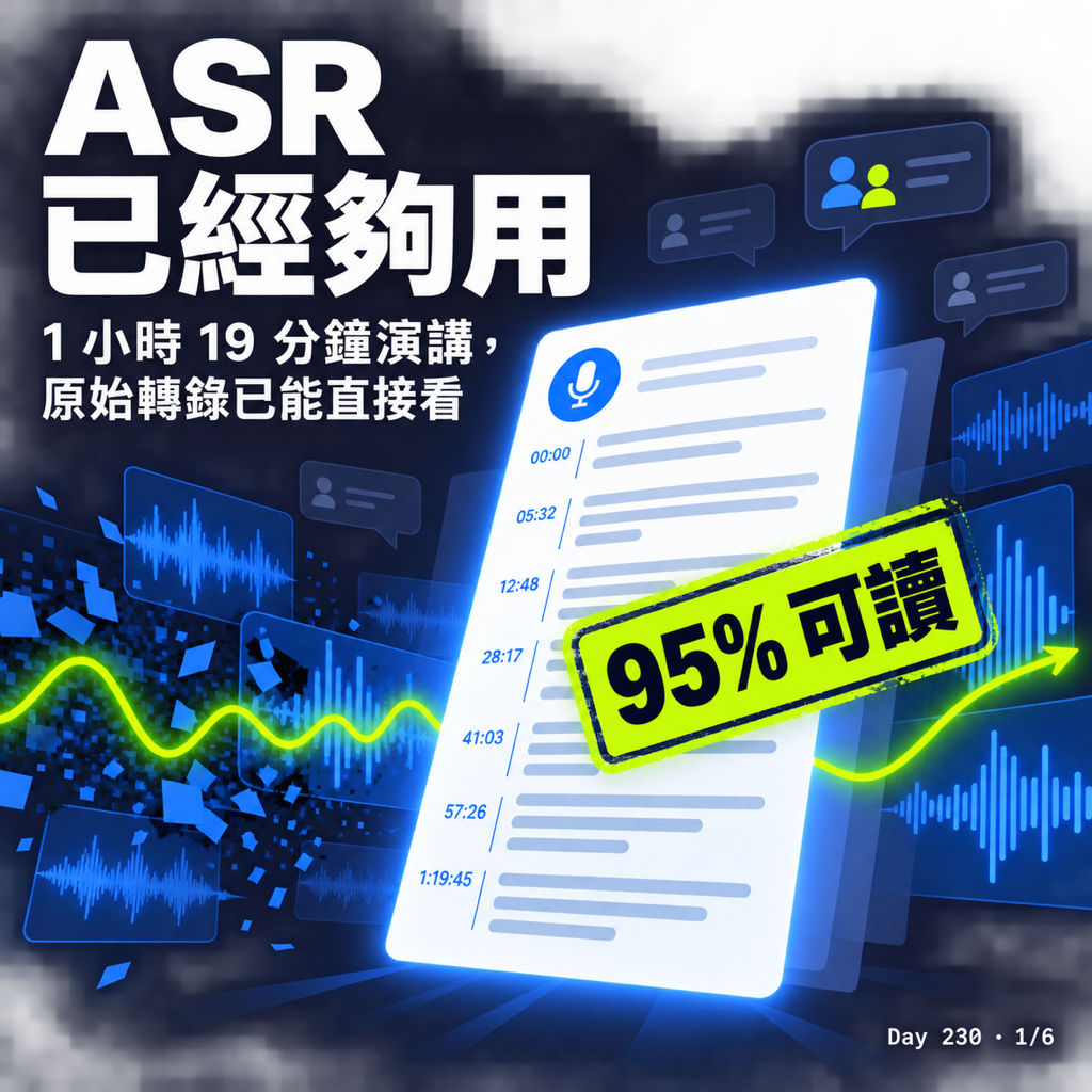 Day 230 ASR 已經夠用 — 投影片 1