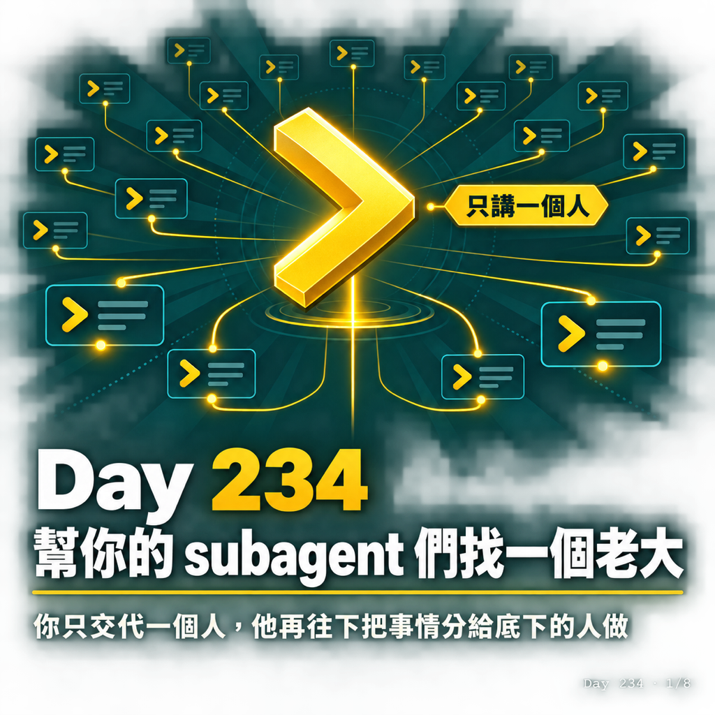 Day 234 幫你的 subagent 們找一個老大 — 投影片 1