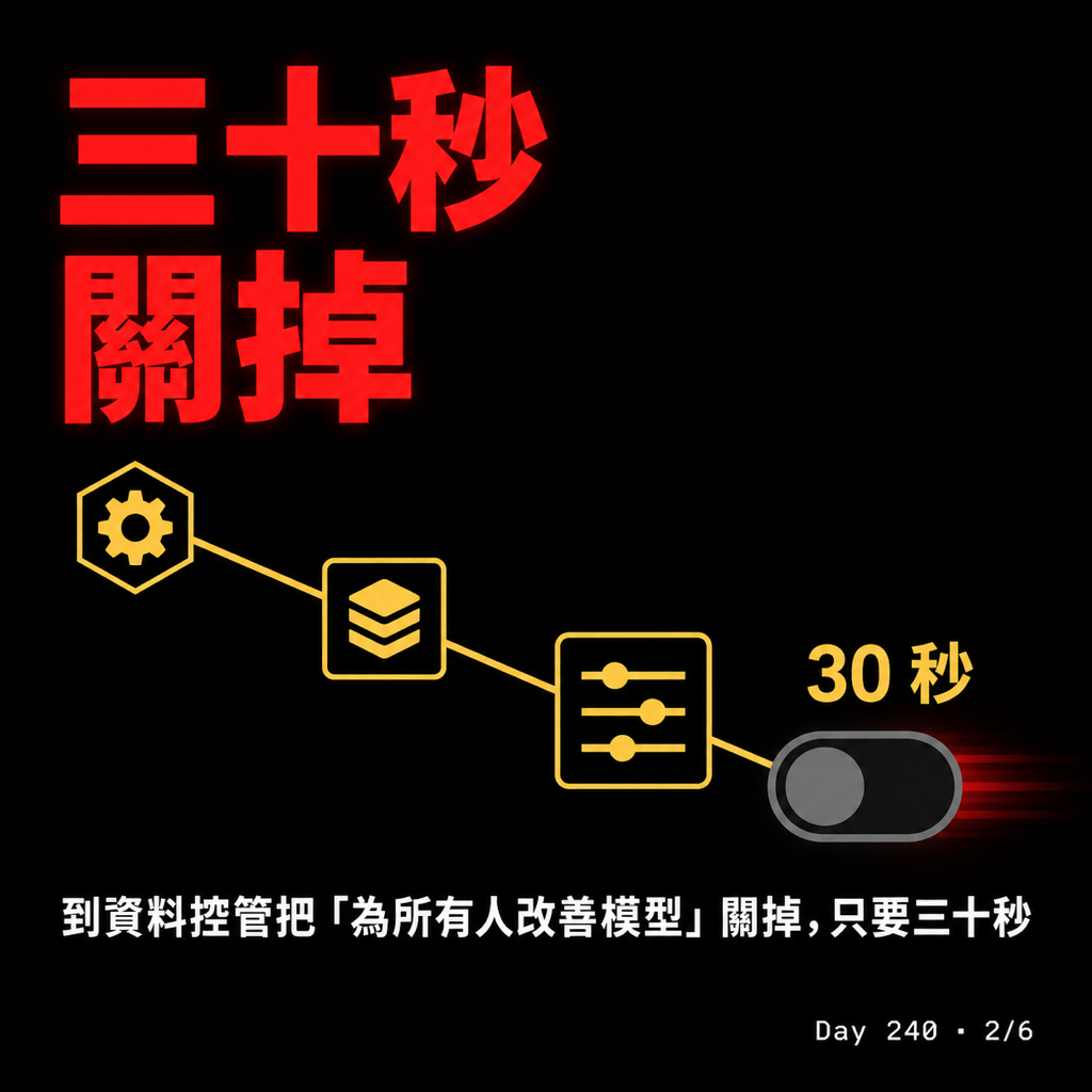 Day 240 ChatGPT 預設拿你的對話去訓練 — 投影片 2