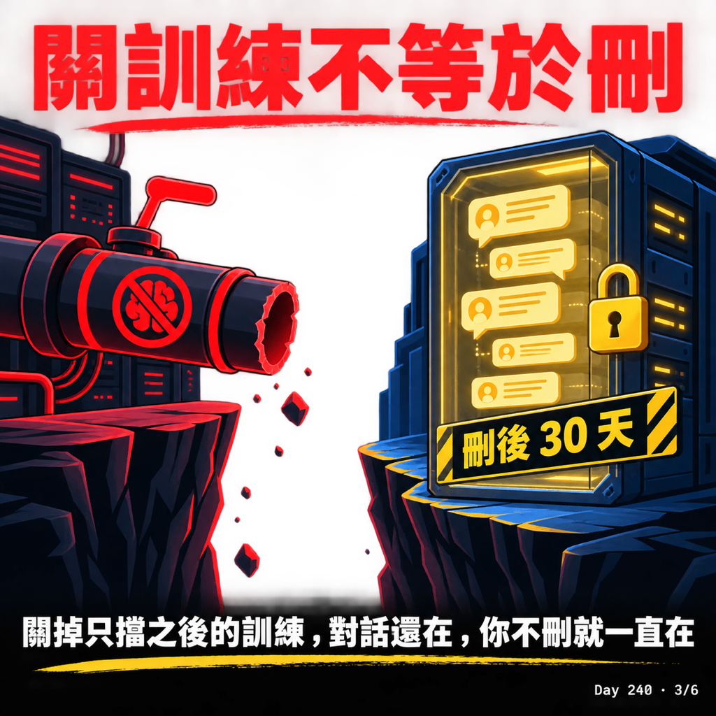 Day 240 ChatGPT 預設拿你的對話去訓練 — 投影片 3