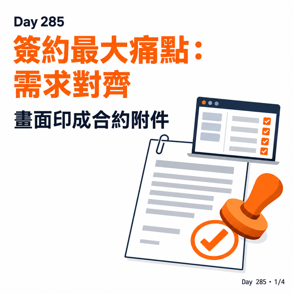 Day 285 簽約時最大的痛點：需求對齊 — 投影片 2